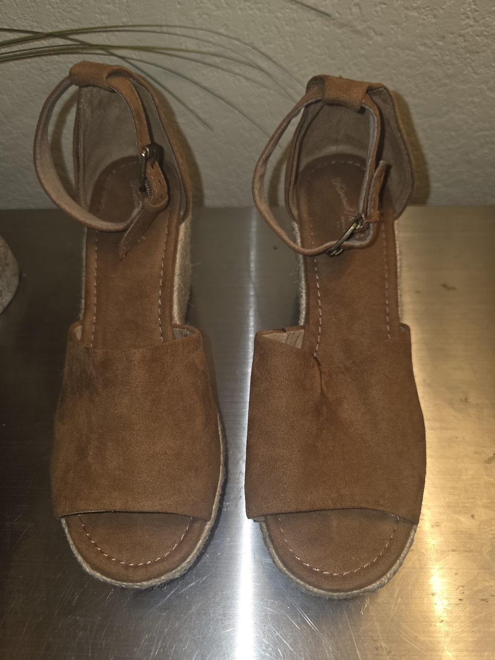 Universal Thread Brown Suede Espadrille Wedge Sandals